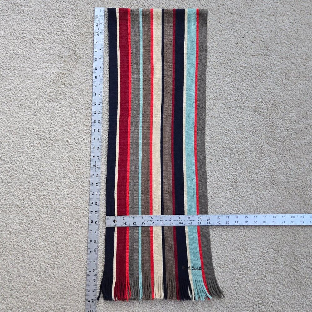 Paul Smith 100% Wool Striped Scarf TINY FLAW - Picture 9 of 12